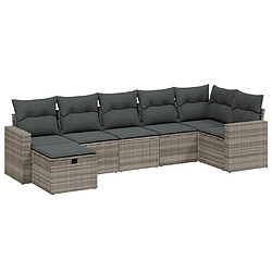 vidaXL Salon de jardin avec coussins 7 pcs gris clair résine tressée