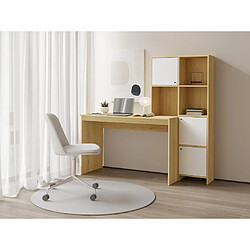 Vente-Unique Bureau avec 3 placards et 3 niches - Coloris : Naturel et blanc - ALIOBINI