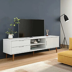 Maison Chic Meuble TV scandinave - Banc TV pour salon MOLDE Blanc 158x40x49 cm Bois de pin massif -MN62815