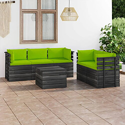 Maison Chic Salon palette de jardin 6 pcs avec coussins,Table et Chaises d'extérieur,Mobilier de jardin Bois de pin massif -MN20026