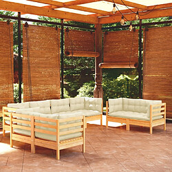 Maison Chic Salon de jardin 8 pcs + coussins - Mobilier/Meubles de jardin - Table et chaises d'extérieur crème Bois de pin massif -MN43765