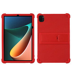 Coque en silicone quatre coins renforcés avec béquille rouge pour votre Xiaomi Pad 5/Pad 5 Pro