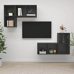 vidaXL Meubles TV muraux 4 pcs Gris Bois d'ingénierie