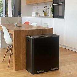 Kitchen Move Poubelle de tri sélectif MAJOR Noir Acier inoxydable 60 L