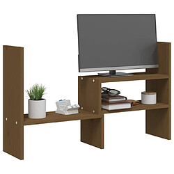 Avis vidaXL Support de moniteur Marron miel (39-72)x17x43 cm Bois de pin