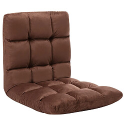 vidaXL Chaise pliable de sol Marron Microfibre