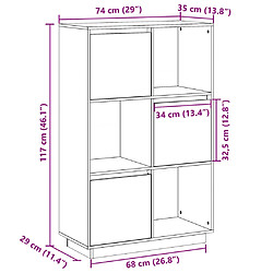 vidaXL Buffet haut Blanc 74x35x117 cm Bois massif de pin pas cher