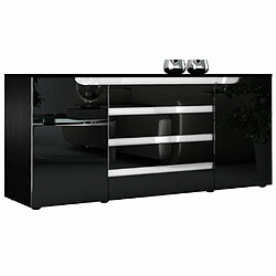 Mpc Buffet Bas Noir Mat Et Façades Laquées (lxhxp) : 166 X 72 X 35