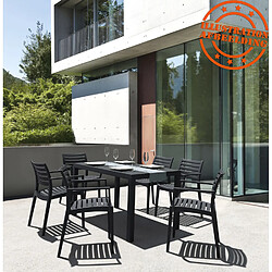 Acheter Alterego Table de jardin 'ENOTECA' design en matière plastique noire - 140x80 cm