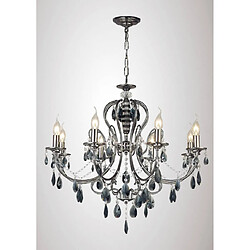 Luminaire Center Plafonnier Luna cristal 8 Ampoules chrome noir/cristal