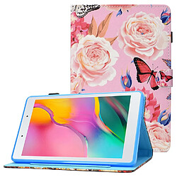 Etui en PU motif de lignes de piqûres avec support et porte-cartes pour Samsung Galaxy Tab A 8.0 (2019) SM-T290 (Wi-Fi)/SM-T295 (LTE) - Papillon fleur