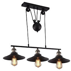 Stoex Lustre Suspension Industrielle Poulie 3 Lampes Plafonnier en Métal Fer Luminaire pour Salon cuisine bar restaurant