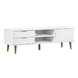 vidaXL Meuble TV MOLDE Blanc 158x40x49 cm Bois de pin massif