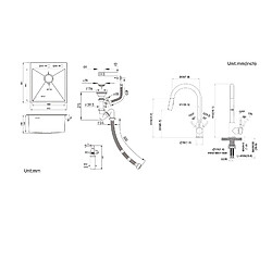 Acheter Auralum MAX Évier de Cuisine 1 Bac Noir,Inox,44*49*20 CM,avec Distributeur de Savon+Robinet de Cuisine Noir,Inox Extractible Rotatif à 360 °, 2 Fonctions