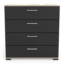 Dansmamaison Commode 4 tiroirs Noir mat/Chêne clair - ZILY