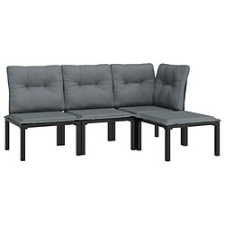 Avis Maison Chic Salon de jardin 4 pcs - Table et chaises d'extérieur - Mobilier/Meubles de jardin Moderne noir et gris résine tressée -MN88457