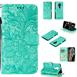 Wewoo Housse Coque Pour Nokia 7.2 Étui en cuir à rabat horizontal fleur de dentelle avec support et fentes cartes et portefeuille et cadre photo vert