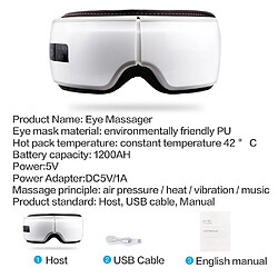 Avis Universal Masseur d'yeux vibrant intelligent Appareil de soin électrique Compresse thermique Bluetooth Rides des yeux Soulagement de la fatigue Lunettes de massage | Appareil de beauté domestique (blanc)