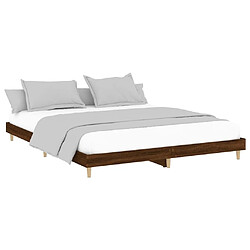 Avis Maison Chic Lit adulte - Lit simple Cadre de lit,Structure du lit Contemporain chêne marron 200x200 cm bois d'ingénierie -MN12237