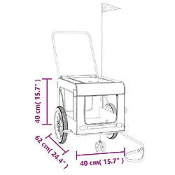 vidaXL Remorque de vélo pour animaux de compagnie gris et noir pas cher
