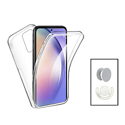 PHONECARE Kit Coque 3x1 360° Impact Protection + 1 GripHolder + 1 Support GripHolder Blanc pour Samsung Galaxy A54 5G - Transparent/Blanc