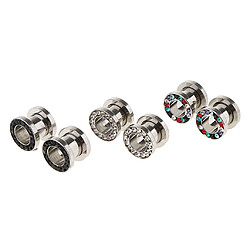 6pcs jauge d'oreille en acier inoxydable strass vis plug tunnels expandeur 8mm