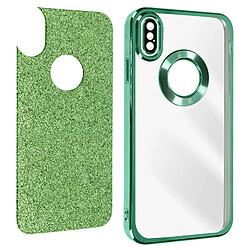 Avizar Coque iPhone X et XS Paillette Vert