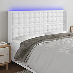 vidaXL Tête de lit à LED Blanc 203x16x118/128 cm Similicuir