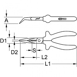 KS TOOLS Pince à bec demi-rond coudée à 45° 1000V L.200mm Kstools pas cher