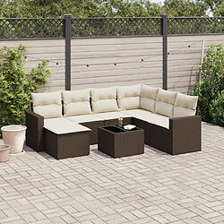 vidaXL Salon de jardin 8 pcs avec coussins marron résine tressée