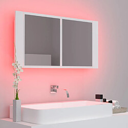 Maison Chic Armoire salle de bain,Meuble de rangement de salle de bain,Meuble haut à miroir LED Blanc 90x12x45 cm Acrylique -GKD353011 pas cher