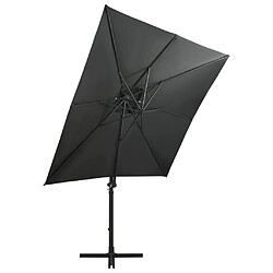 Avis ComfortXL Parasol Déporté Avec Mât Et Lumières LED Anthracite 250 Cm