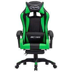 vidaXL Fauteuil de jeux vidéo avec repose-pied Vert et noir Similicuir