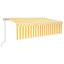 Maison Chic Auvent automatique | Store banne extérieur | Marquise capteur de vent LED 6x3 m Jaune et blanc -MN84120