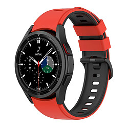 Bracelet en silicone bicolore, respirant, rouge/noir pour votre Samsung Watch4 40mm 44mm/Watch4 Classic 42mm 46mm/Watch Active2 40mm 44mm/Watch3 41mm