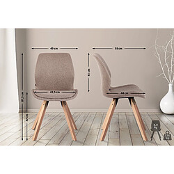 Decoshop26 Lot de 2 chaises de salle à manger en tissu taupe style scandinave pieds bois CDS101132