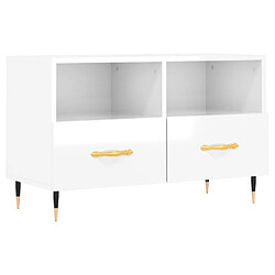 Maison Chic Meuble TV scandinave - Banc TV pour salon Blanc brillant 80x36x50 cm Bois d'ingénierie -MN64379