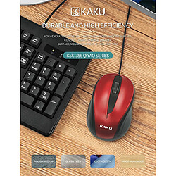 iKAKU KSC-356 Souris d'ordinateur optique 3 boutons 1500 DPI USB Rouge pas cher