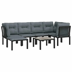 Avis Maison Chic Salon de jardin 7 pcs - Table et chaises d'extérieur - Mobilier/Meubles de jardin Moderne noir et gris résine tressée -MN53848