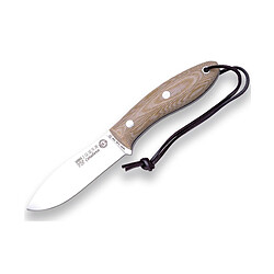 Couteau canadien Joker CM114 avec mango Micarta Canvas Brown et lame en acier de 10,5 cm Sandvik 14c28n, 180 grammes, comprend un étui en cuir + carte-cadeau multifonctionnelle.