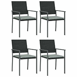 Maison Chic Lot de 4 Chaises de jardin,Fauteuil d'extérieur et coussins noir 54x62,5x89 cm rotin -MN49060