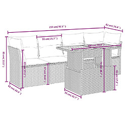 Acheter vidaXL Salon de jardin 5 pcs avec coussins gris résine tressée