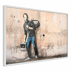 Paris Prix Affiche Murale Encadrée Banksy The Son of a Migrant from Syria 30 x 20 cm Blanc