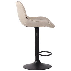 Avis Decoshop26 Tabouret de bar en tissu crème pied métal noir réglable en hauteur et pivotant pied trompette 10_0000684