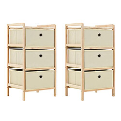 vidaXL Étagères de rangement avec 3 paniers en tissu 2 pcs beige cèdre