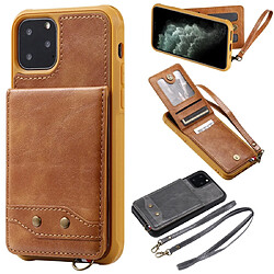 Wewoo Coque Pour iPhone 11 Pro Portefeuille à rabat vertical Couverture de protection arrière antichoc Étui de avec support logements cartes lanière et cadres photo Marron