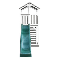 AXI Beach Tower Aire de Jeux avec Toboggan en VERT & Bac à Sable | Grande Maison Enfant extérieur en Gris & BLANC | Cabane de Jeu en Bois FSC