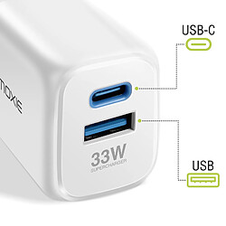 Avis Moxie Chargeur Secteur Power Delivery 33W Ports USB + USB C Charge Rapide Blanc