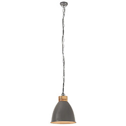 Avis vidaXL Lampe suspendue industrielle Gris Fer et bois solide 35 cm E27