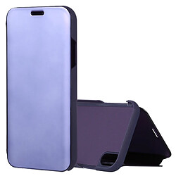 Wewoo Etui à rabat horizontal en cuir avec miroir de galvanisation pour iPhone XR, avec support (violet foncé)